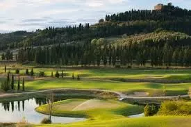 Golf course in Castelfalfi set in the Tuscan landscape