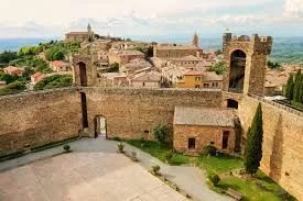 The medieval Fortress of Montalcino overlooking the Tuscan hills