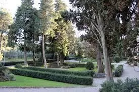 Public park and tree-lined gardens in Gambassi Terme, Tuscany