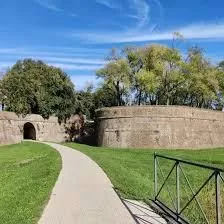 The Renaissance city walls of Lucca with pedestrian and cycling path