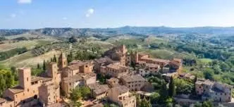 Panoramic view of Montaione hilltop village in Tuscany