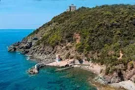 Small rocky beach in Quercianella along the Livorno coast
