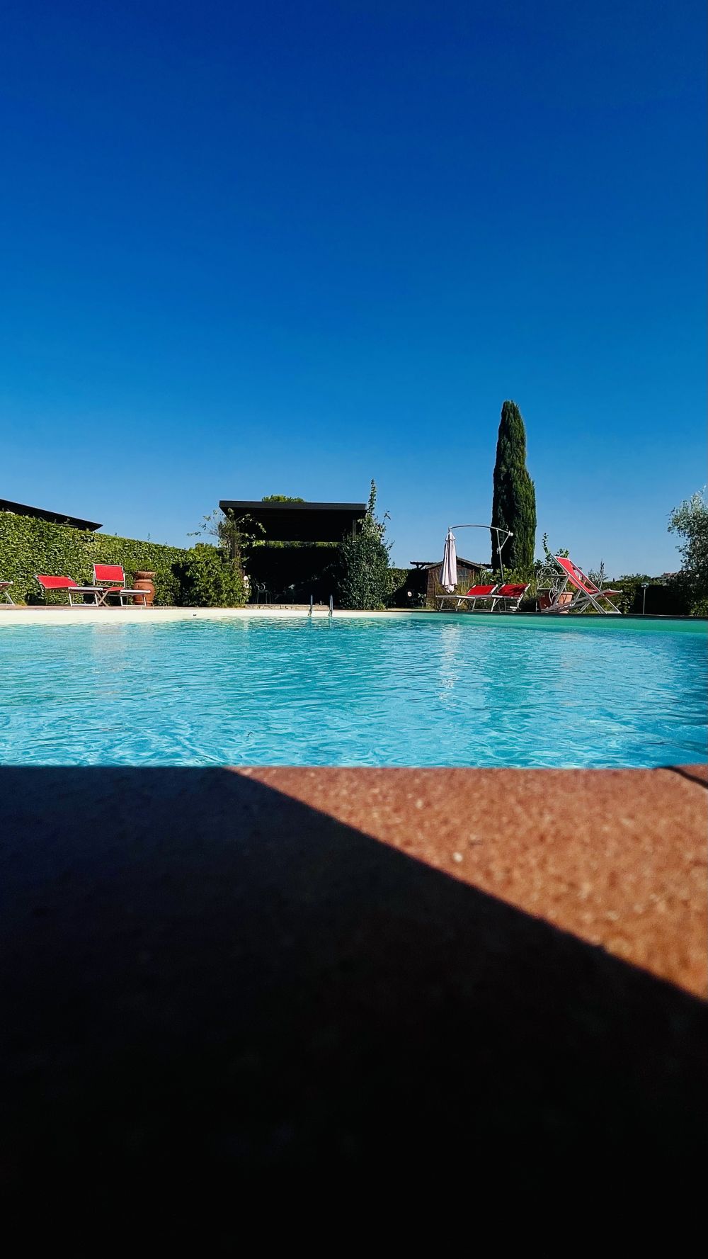 Swimming pool of a Tuscan villa surrounded by nature at Podere Settefrati